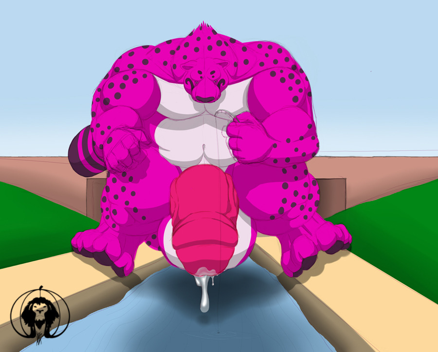 balls belly biceps big_balls big_muscles big_pecs cheetah cum dam erection feline fishing fur huge_balls hyper hyper_balls hyper_penis macro male male_only mammal muscular muscular_arms muscular_legs navel pecs penis pink_fur precum small_eyes small_head spots triceps water xatanlion