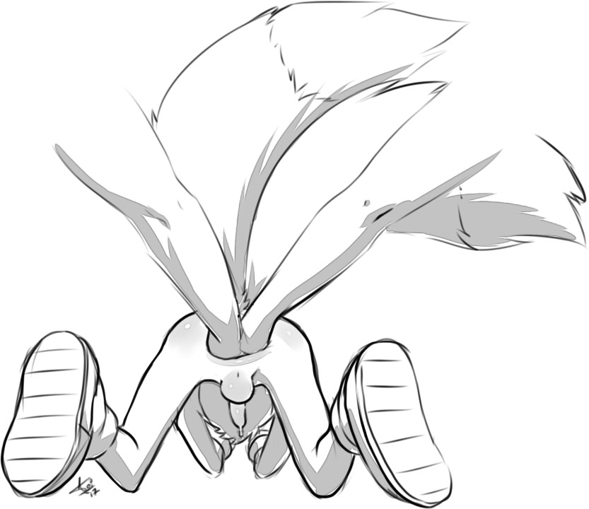 anal anal_fisting anal_sex anthro aogami balls canine double_anal double_fisting double_penetration fisting fox male male_only mammal monochrome penetration penis sonic_(series) sonic_the_hedgehog_(series) sonic_the_hedgehog_2 tails