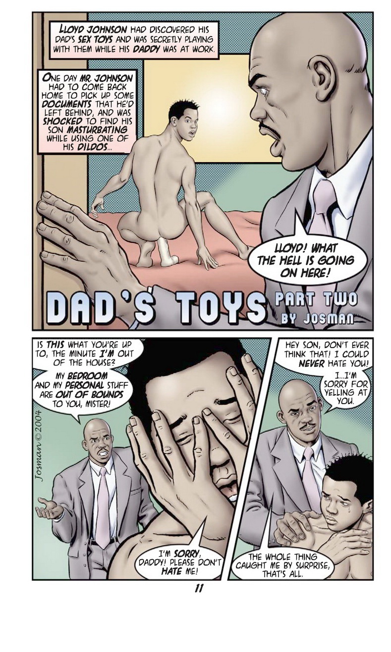 caught comic dad's_toys dark-skinned_male dark_skin dialogue dilf father_and_son handjobs_magazine incest josman josman_comics lloyd_johnson male male_only marcus_johnson melanin muscles muscular muscular_male teen_boy teenager text writing yaoi