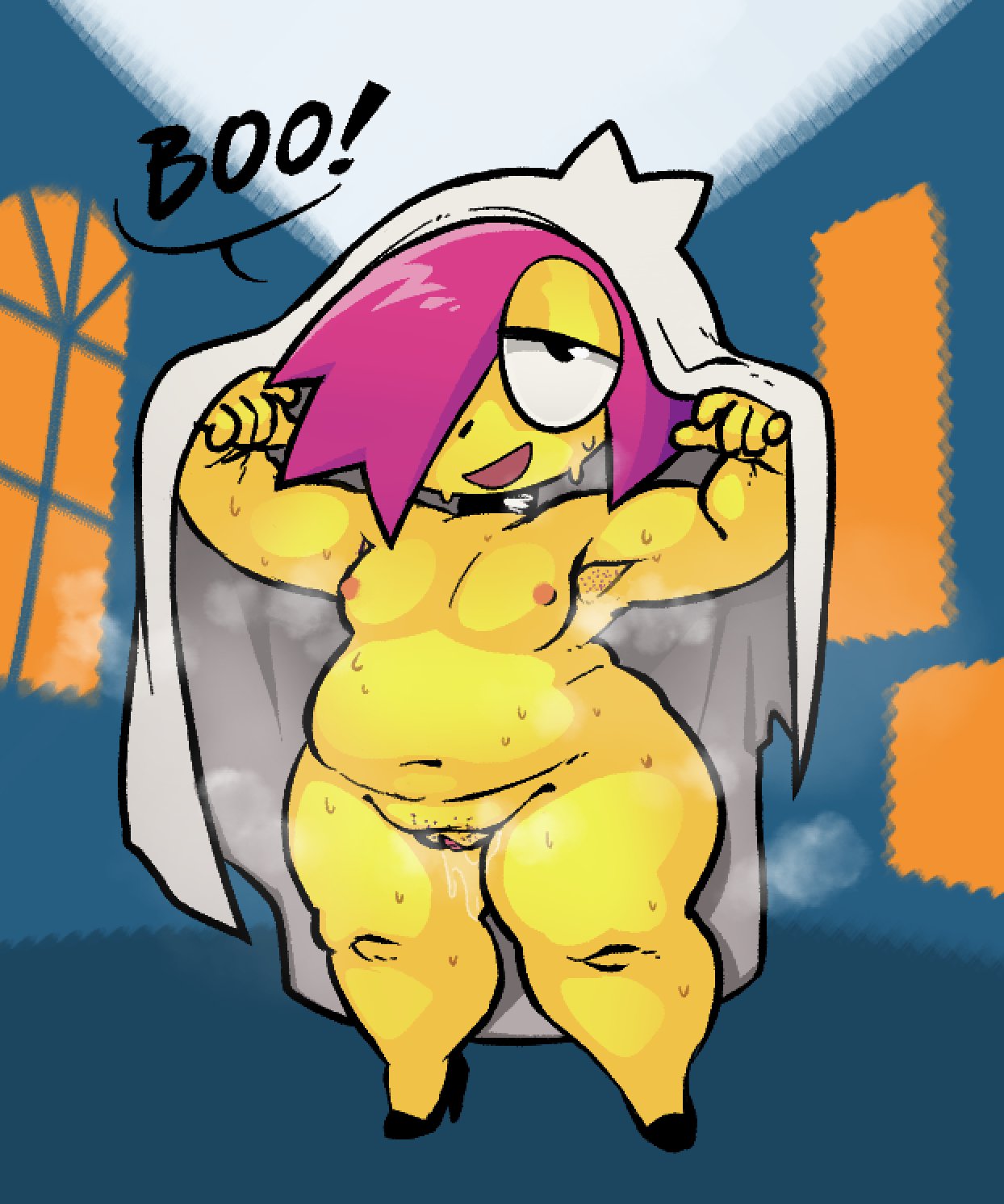 1girls, a-gal, anthology of the killer, bb (of the killer), breasts, chubby, female, ghost costume, nude, of the killer, pussy, steam, tagme