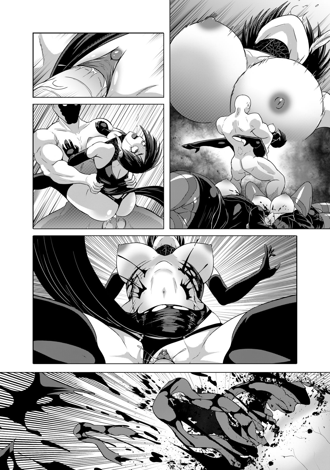1boy, 4girls, beast anime, bouncing breasts, breasts, clitoris, comic, cum, cum in pussy, cum inside, death, death by penis, death by snoo snoo, female, female death, fucked to death, guro, human death, male, monochrome, multiple deaths, muscular, muscular male, penis, pussy, straight, vaginal penetration
