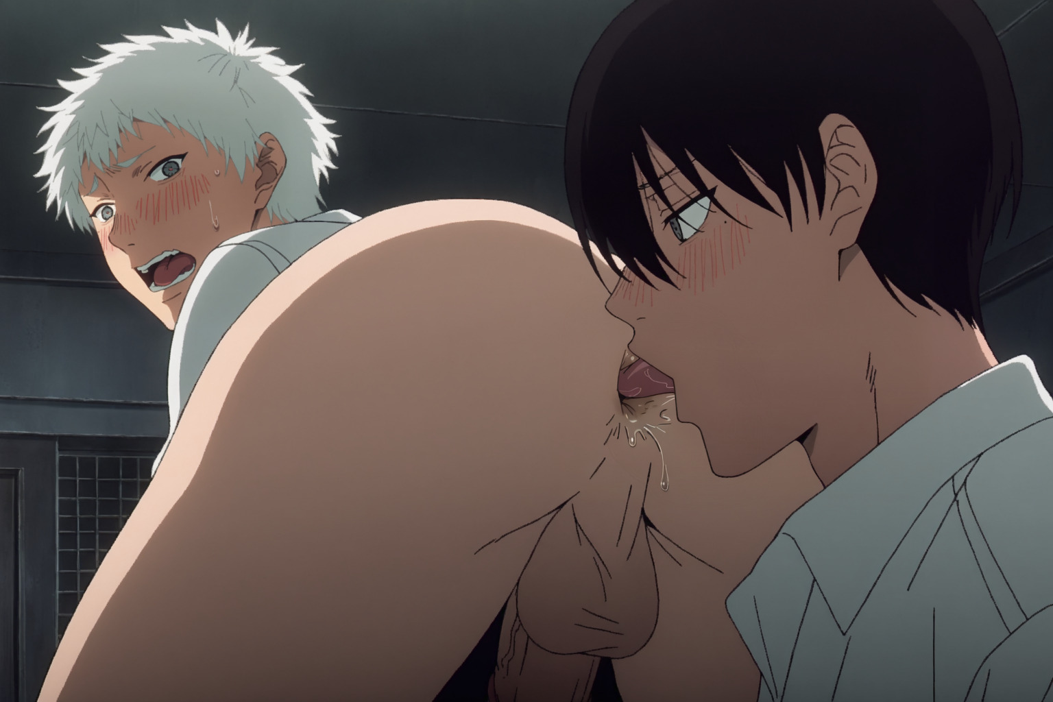 2boys, 2males, ai generated, anilingus, anus, ass, ass focus, ass lick, ass licking, ass up, asshole, balls, black hair, blush, blushed face, blushing, blushing at partner, blushing at viewer, blushing male, butt focus, gay, gay anal, gay male, gay rimjob, gay sex, hikaru indou, licking, licking ass, male, male ass, male ass focus, male focus, male only, male/male, rimjob, rimming, rimming male, sucking, testicles, the summer hikaru died, white hair, yaoi, yoshiki tsujinaka