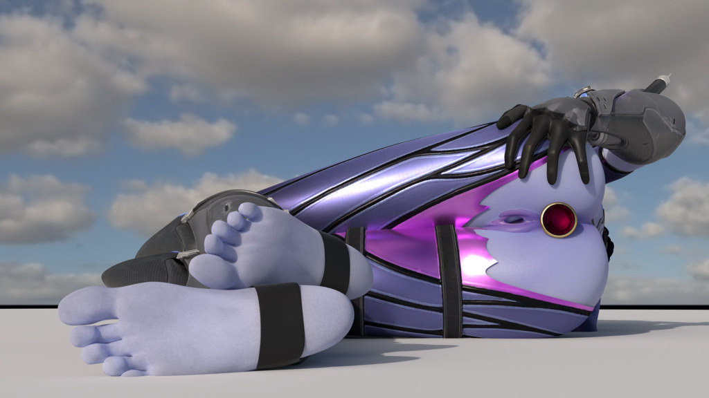3d, anal jewelry, anal plug, ass, blender, bubble ass, bubble butt, buttplug, feet, female, inviting, laying, lying, lying on side, overwatch, presenting, purple skin, pussy, seductive, teasing, theyungbasedgod7, thighs, widowmaker