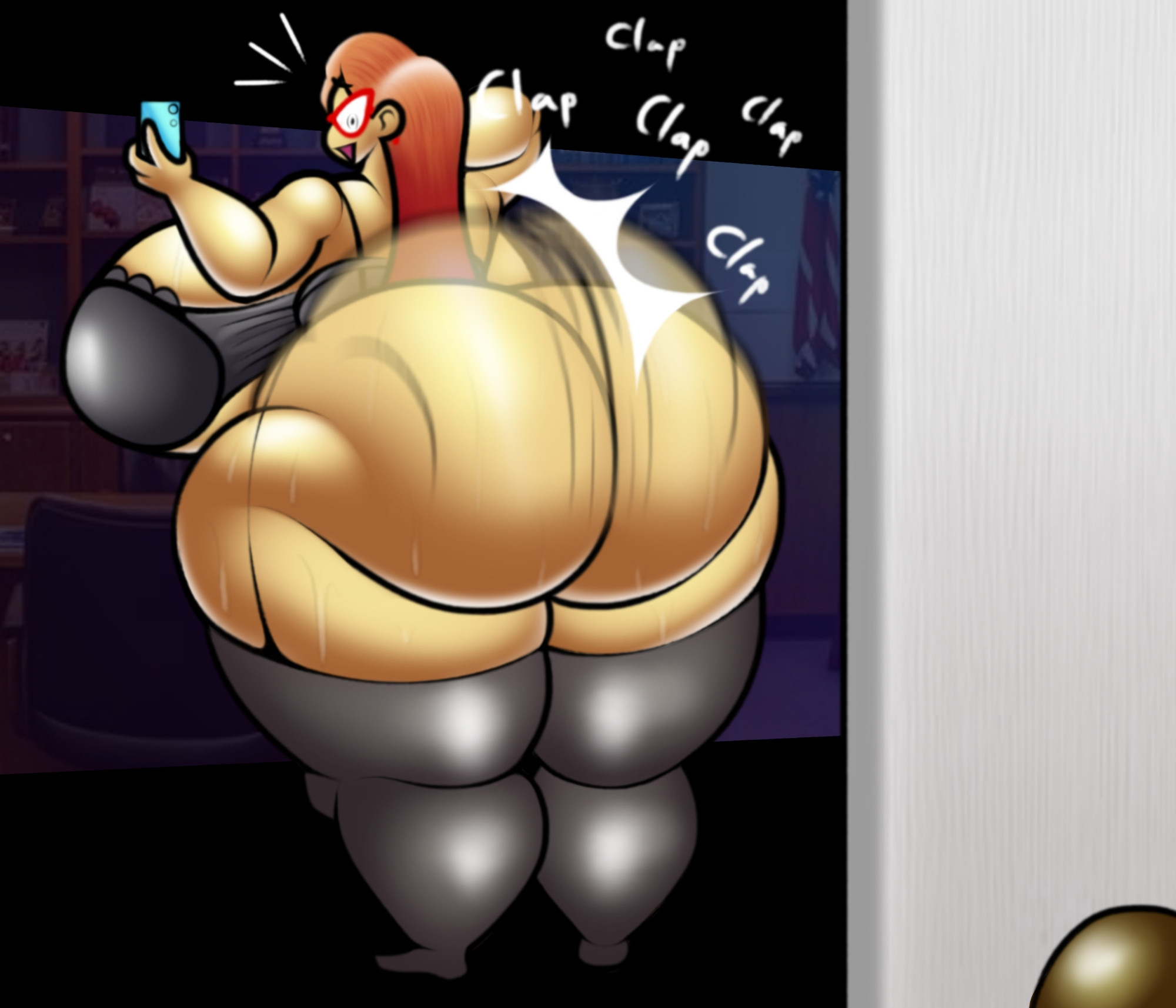 1girls, ass, ass focus, big ass, big breasts, bouncing ass, bouncing butt, breasts, caught, ceeezahtheperson, cellphone, clapping ass, clapping butt, clapping cheeks, female, gigantic ass, hyper, hyper ass, hyper breasts, kindergarten (game), kindergarten 3, ms. lovelett, source request, tagme, twerk, twerking, year request