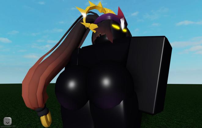 1girls 3d 3d_(artwork) ass big_ass big_butt black_body female_only gradient_hair lampshaderr34 nude nude_female roblox roblox_game robloxian solo tagme the_umbra tower_defense_simulator yellow_eyes