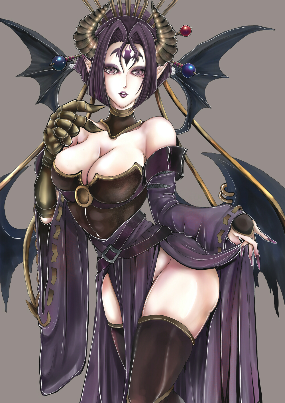 1girls digimon elf_ears female female_only goth goth_elf goth_girl lilithmon n-jou_(princealbert) pointy_ears seven_great_demon_lords solo succubus