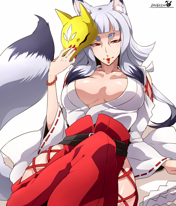 1girls 2016 animal_ears animal_tail arai_nobu carta_issue cosplay crossover crossover_cosplay digimon digimon_(cosplay) digimon_tamers female female_only fox_ears fox_girl fox_mask fox_tail grey_fur grey_hair grey_tail gundam gundam_tekketsu_no_orphans human mask miko sakuyamon sakuyamon_miko_mode sakuyamon_miko_mode_(cosplay) solo tail