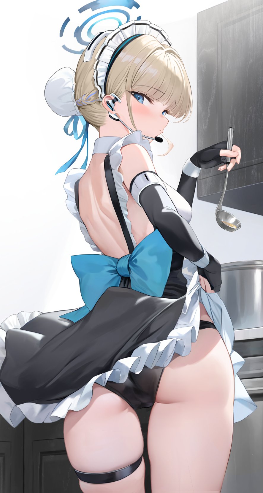 1girls ass blonde_hair blue_archive blue_eyes breasts bubble_butt cleaning_&_clearing_(blue_archive) female light-skinned_female light_skin long_hair looking_at_viewer maid maid_headdress maid_outfit millennium_science_school_student preview_(preview0) toki_(blue_archive)