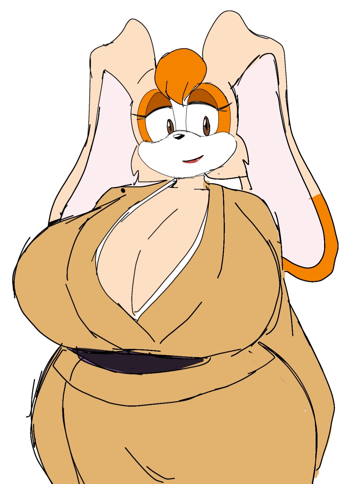 1girls, 2023, anthro, ass, big ass, big breasts, boob window, breasts, clothed, cosplay, female, female only, fur, furry, huge breasts, mobian (species), momiji (artist), sega, sonic (series), vanilla the rabbit