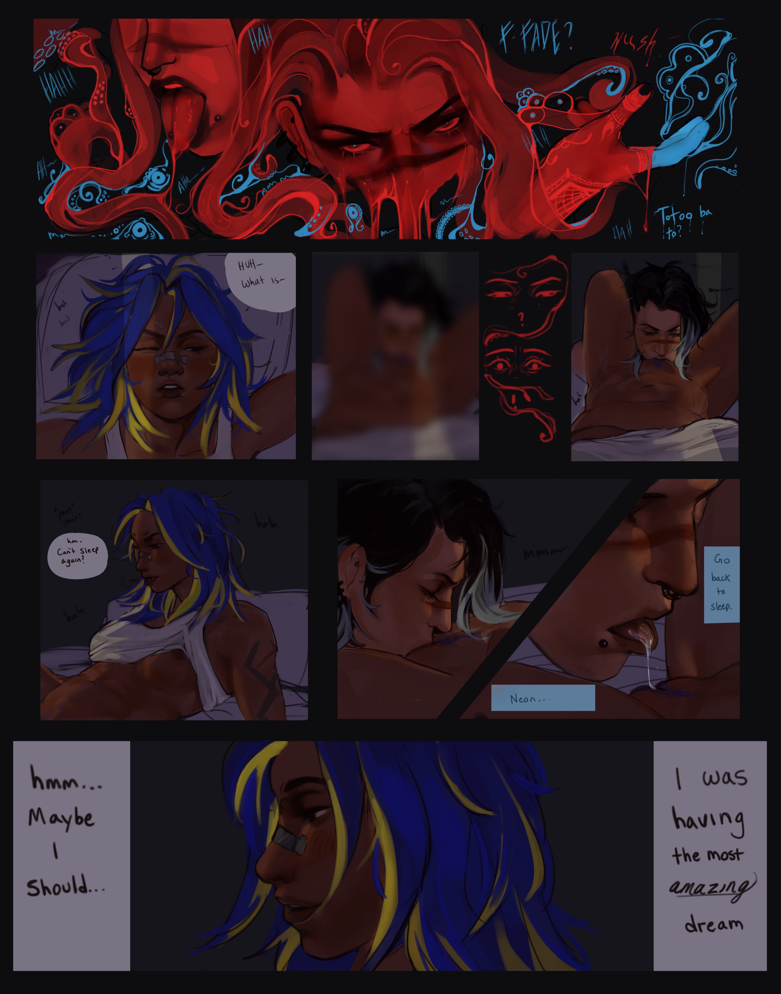 2girls, blue hair, consensual, fade (valorant), female, lipstick, neon (valorant), pussy, pussy juice, pussy licking, riot games, sleep sex, sleeping, somnophilia, sweetgrape16, tattooed arm, valorant, wet, wet dream, wet pussy