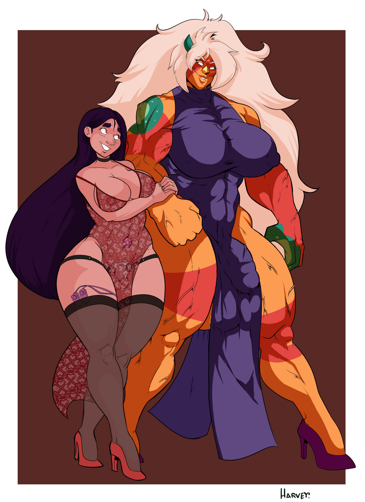 2futas, balls, balls size difference, big balls, big breasts, big penis, breasts, breasts bigger than head, bulge, bulge through clothing, cartoon network, dress, extreme muscles, footwear, futa on futa, futa only, futadom, futanari, futasub, gem (species), genitals, harvey mutton, high heels, huge balls, huge breasts, huge cock, intersex, jasper (steven universe), muscles, muscular, muscular arms, muscular futa, muscular thighs, penis, penis size difference, see-through, see-through clothing, see-through dress, shoes, size difference, small penis, steven universe, stevonnie