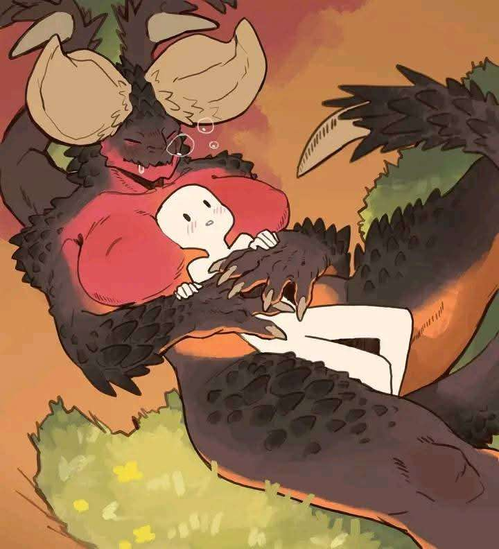 2024, absurd res, ambiguous gender, ambiguous human, ambiguous on anthro, anthro, arm spikes, big breasts, big horn, biped, blush, bodily fluids, breasts, bubble, capcom, claws, digital media (artwork), dragon, drooling, duo, elder dragon, eyes closed, female, female anthro, female on human, female/ambiguous, finger claws, head between breasts, hi res, horn, human, larger anthro, larger female, leg spikes, lying, lying on another, mammal, membrane (anatomy), membranous wings, monster hunter, mythological creature, mythological scalie, nergigante, on back, saliva, scalie, shoulder spikes, size difference, sleeping, smaller ambiguous, smaller human, snot, snot bubble, spiked tail, spikes, spikes (anatomy), tail, wholesome, wings, yolabayola1