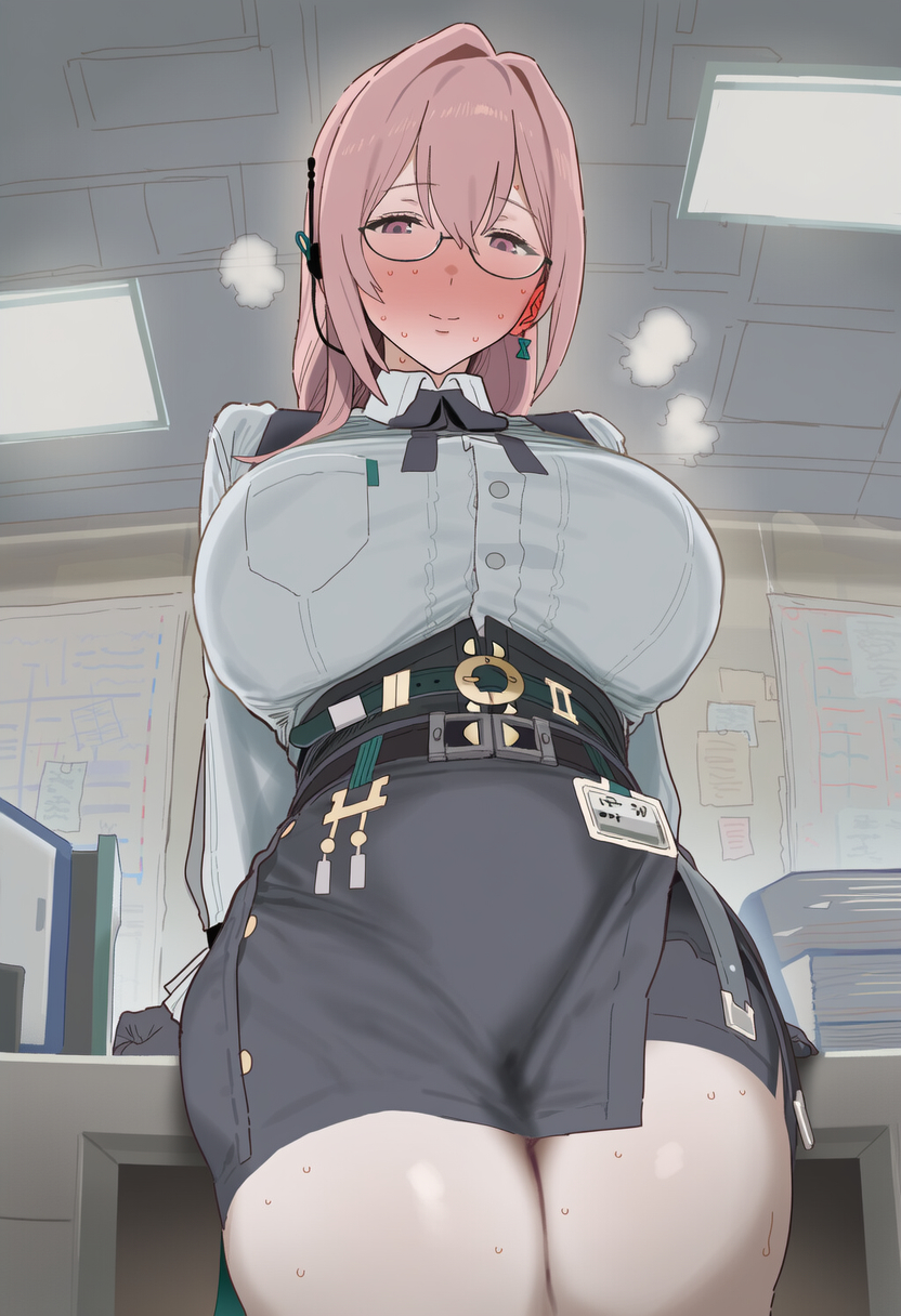 ai generated, big ass, big breasts, breasts, curvy female, female, pink hair, tsukishiro yanagi, zenless zone zero