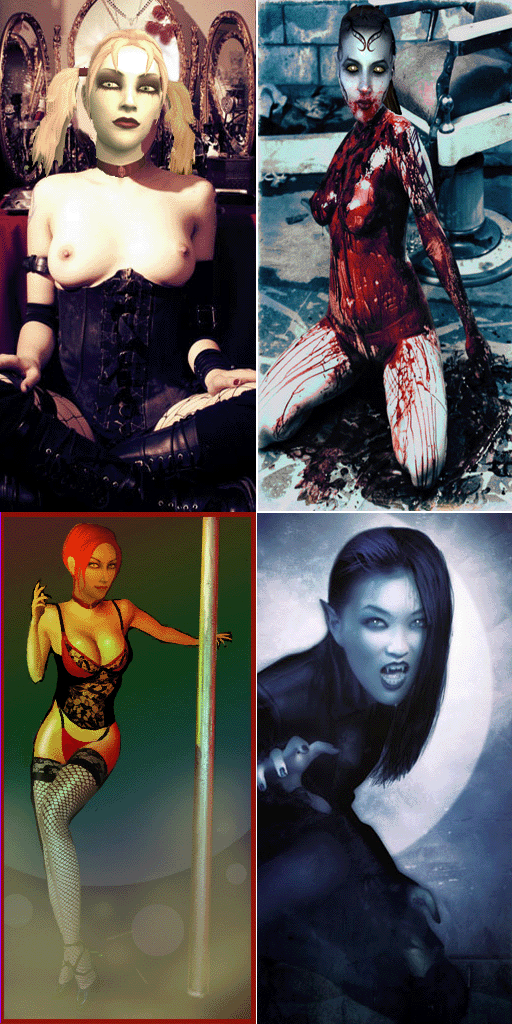 3d blood jeanette_voerman kuei-jin malkavian ming-xiao nagaraja pisha toreador toreador_(vtm) vampire_the_masquerade vampire_the_masquerade_bloodlines velvet_velour world_of_darkness