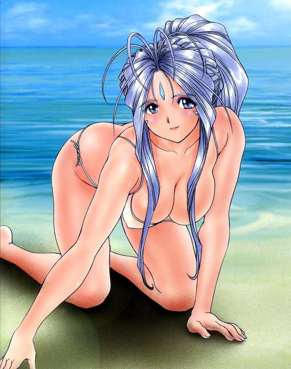 beach belldandy bikini female fujishima_kousuke medium_breasts oh_my_goddess! swimsuit