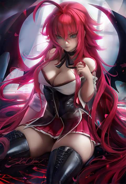1girls, clothed, female, female only, high school dxd, redhead, rias gremory, sakimichan, tagme, thick thighs, thighhighs