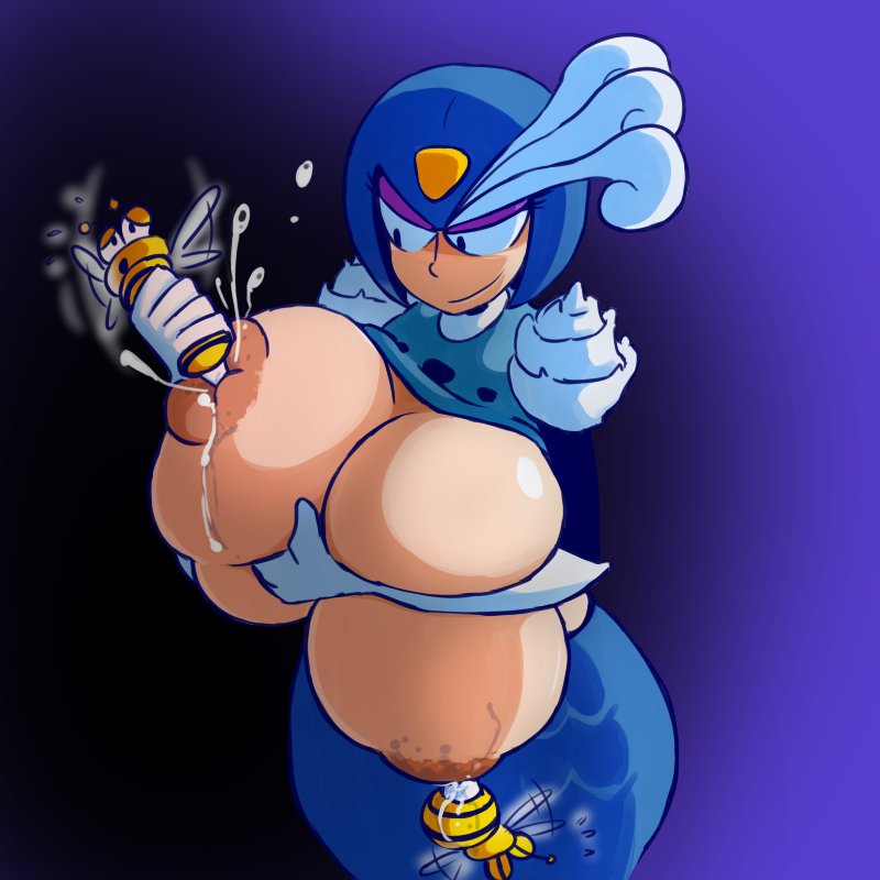 1girls armor bee bee_sting breasts clothed female female_on_feral fupoo helmet lactation mega_man mega_man(classic) mermaid nipple_penetration nipple_sting robot robot_girl shirt_lift shirt_up solo splash_woman tagme zoophilia