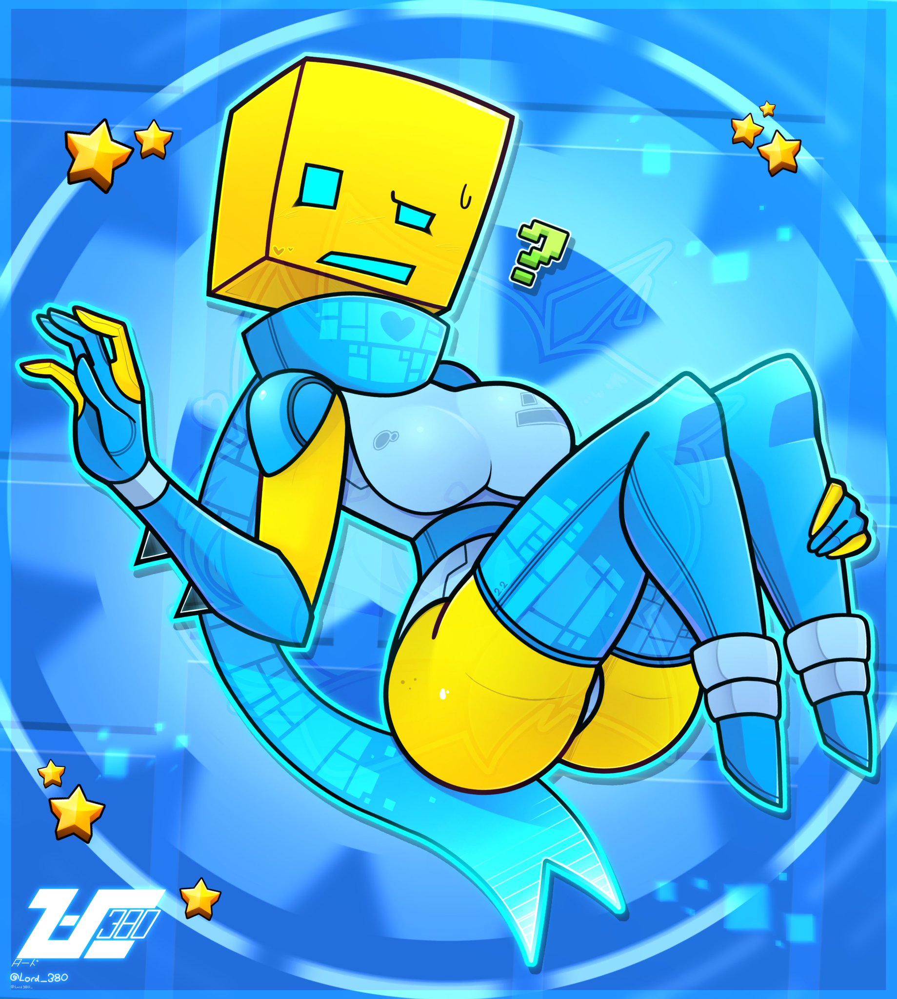 ?, ass, cube 4 (geometry dash), cube humanoid, cube porn, geometry dash, leotard, lord380, square head, tagme, thighhighs, yellow body