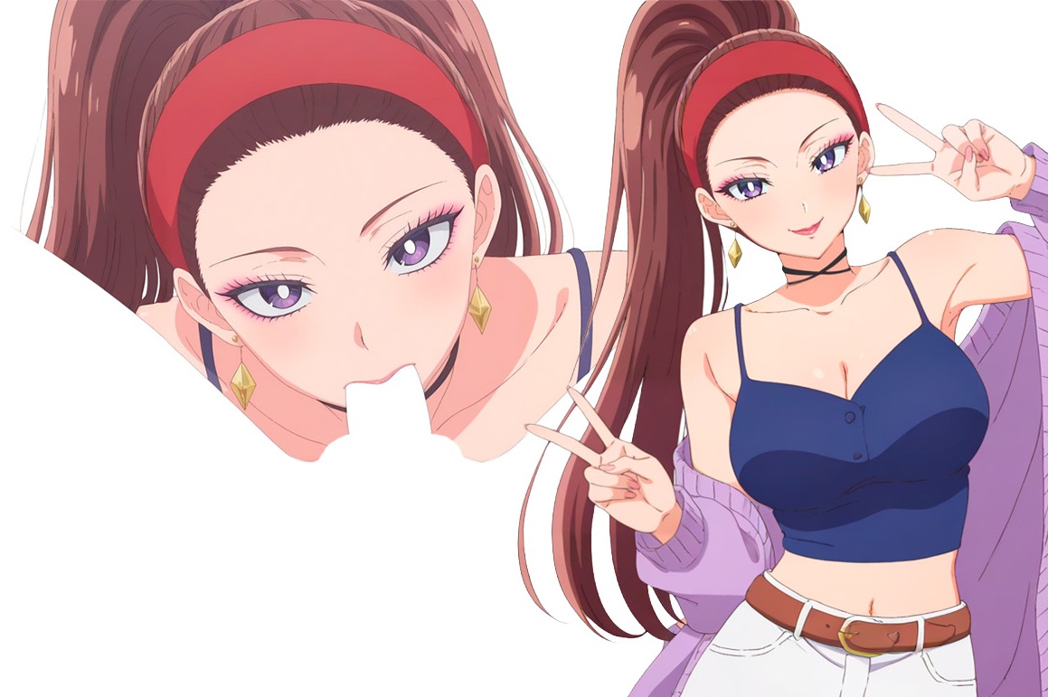 1boy, 1girl, blowjob, brown hair, female, male, mommy, otaku ni yasashii gal wa inai!?, purple eyes