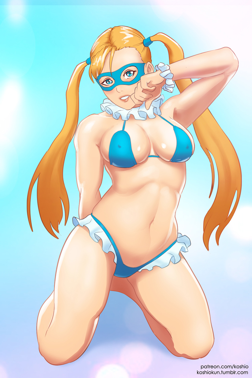 1girls bikini blonde_hair blue_eyes breasts cleavage female koshio long_hair looking_at_viewer rainbow_mika solo street_fighter twintails