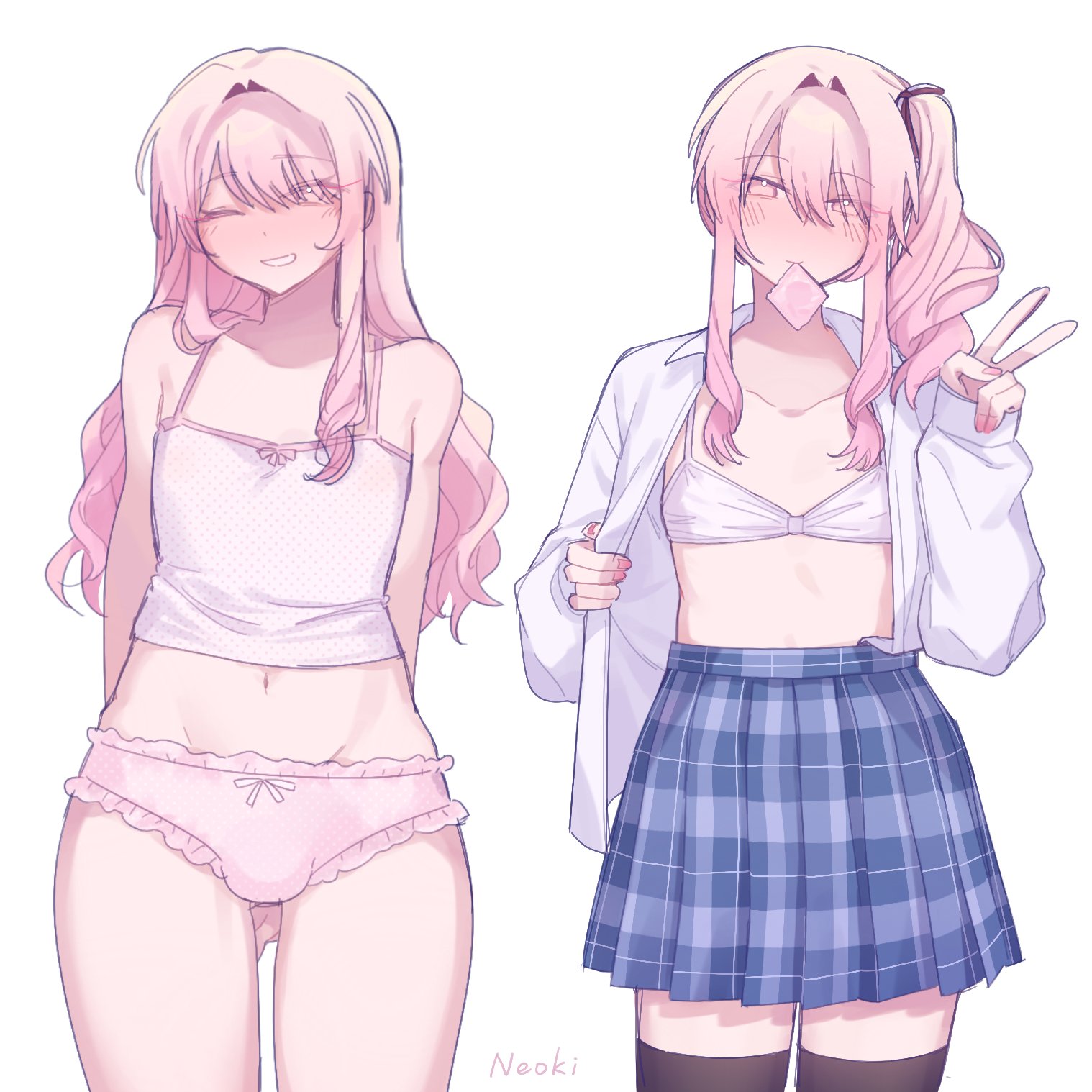 1other, akiyama mizuki, bulge, condom wrapper, neoki n0sleep, project sekai, solo, trans woman, transfem, underwear