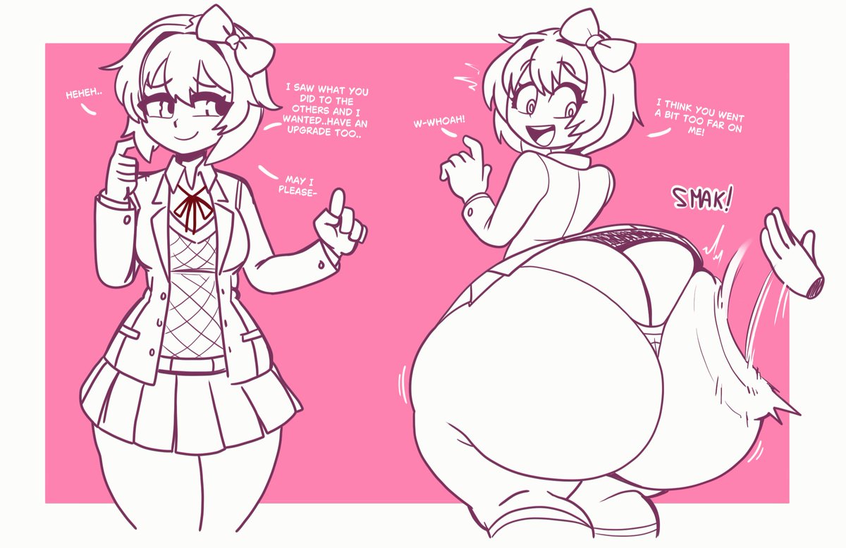 1girl, ass, big ass, butt, doki doki literature club, fat ass, hips, looking back, panties, sayori (doki doki literature club), skirt, standing, thick thighs, thighs, thighs bigger than head