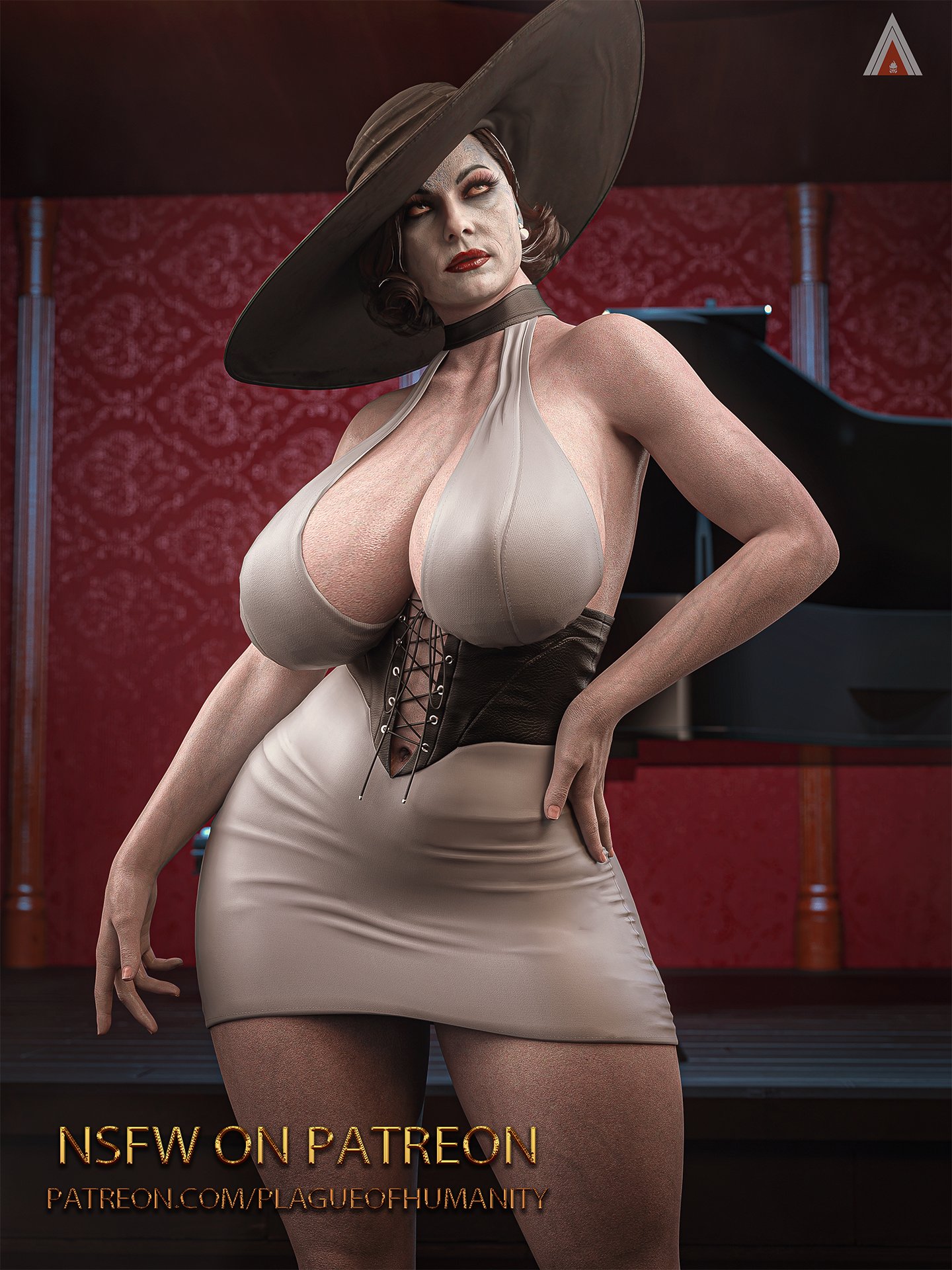 1girls, 3d, alcina dimitrescu, big ass, big breasts, big thighs, breasts, breasts bigger than head, bursting breasts, capcom, chest, curvaceous, curvy, curvy figure, enormous breasts, female, gigantic breasts, hips, huge ass, huge breasts, huge thighs, large ass, large breasts, large thighs, legs, light skin, light-skinned female, massive breasts, mature, mature female, milf, pale skin, pale-skinned female, plague of humanity (artist), resident evil, resident evil 8: village, round breasts, slim waist, thick, thick hips, thick legs, thick thighs, thighs, voluptuous, waist, wide hips
