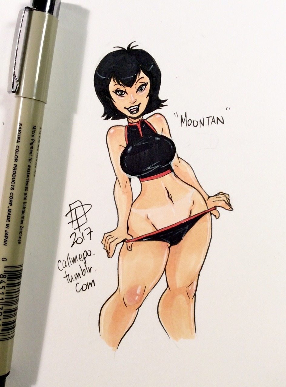 1girls, bikini, callmepo, fangs, female, hotel transylvania, mavis dracula, solo, tanlines, vampire