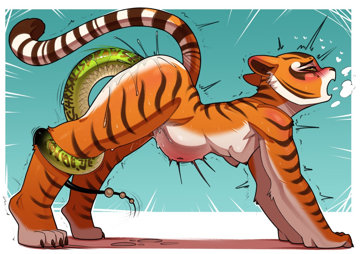 absurd res, ahe gao, anal, anal sex, anthro, breast lick, breast play, breasts, chrysalisdraws, dreamworks, duo, felid, female, female/female, hi res, huge filesize, kung fu panda, licking, looking pleasured, mammal, master tigress, master viper, moan, nipple piercing, nipples, pantherine, penetration, piercing, public, reptile, scalie, smug, snake, tiger, tongue, vore