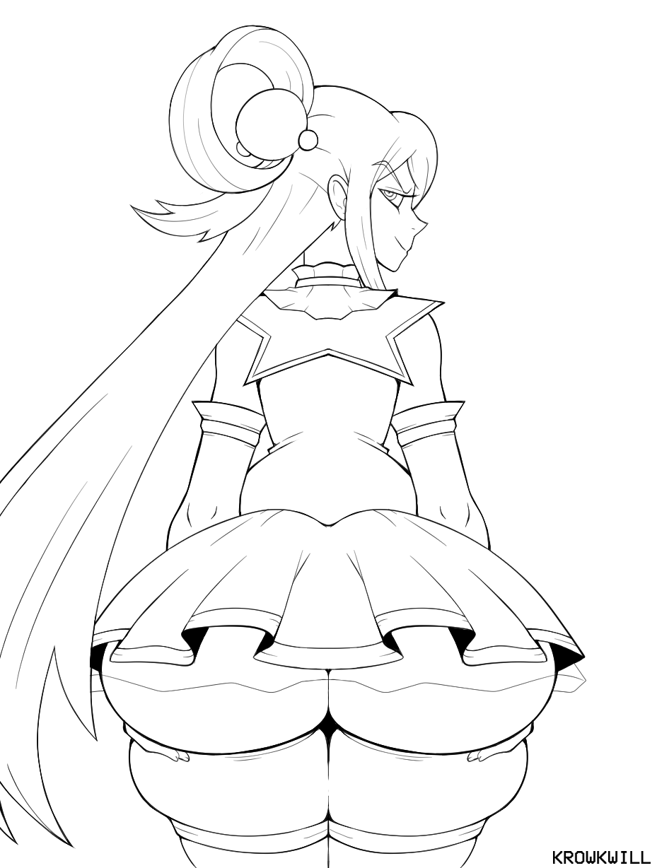 1girls aqua_(konosuba) black_and_white female female_only groping groping_ass groping_self kono_subarashii_sekai_ni_shukufuku_wo! krowkwill lifting_ass monochrome skindentation smug smug_face solo thick_thighs wide_ass wide_hips wide_thighs