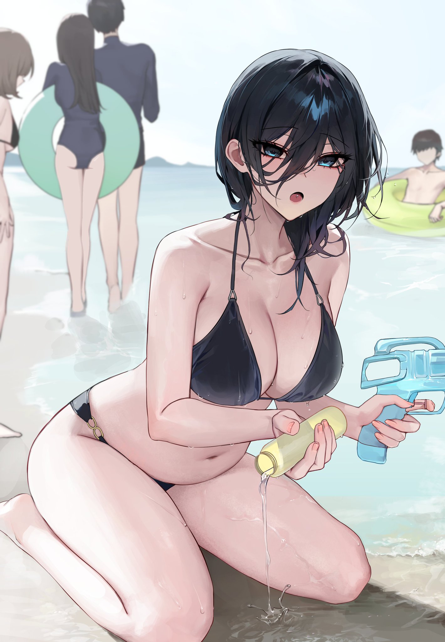 03 bara, beach, big breasts, bikini, black hair, breasts, female, girly, ishimi yokoyama, summer