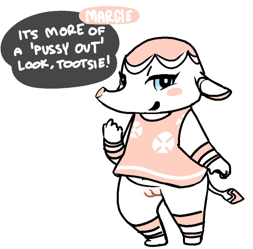 animal_crossing anthro blue_eyes blush bottomless clothed clothing dialogue dress elephant english_text female mammal margie_(animal_crossing) nintendo no_underwear nobby_(artist) pussy shortstack smile solo speech_bubble text