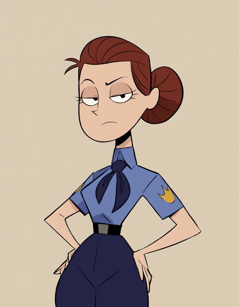 ai_generated cartoon_network clothed female female_only fhfif_cop foster's_home_for_imaginary_friends fully_clothed hands_on_hips no_hat officer_jones solo