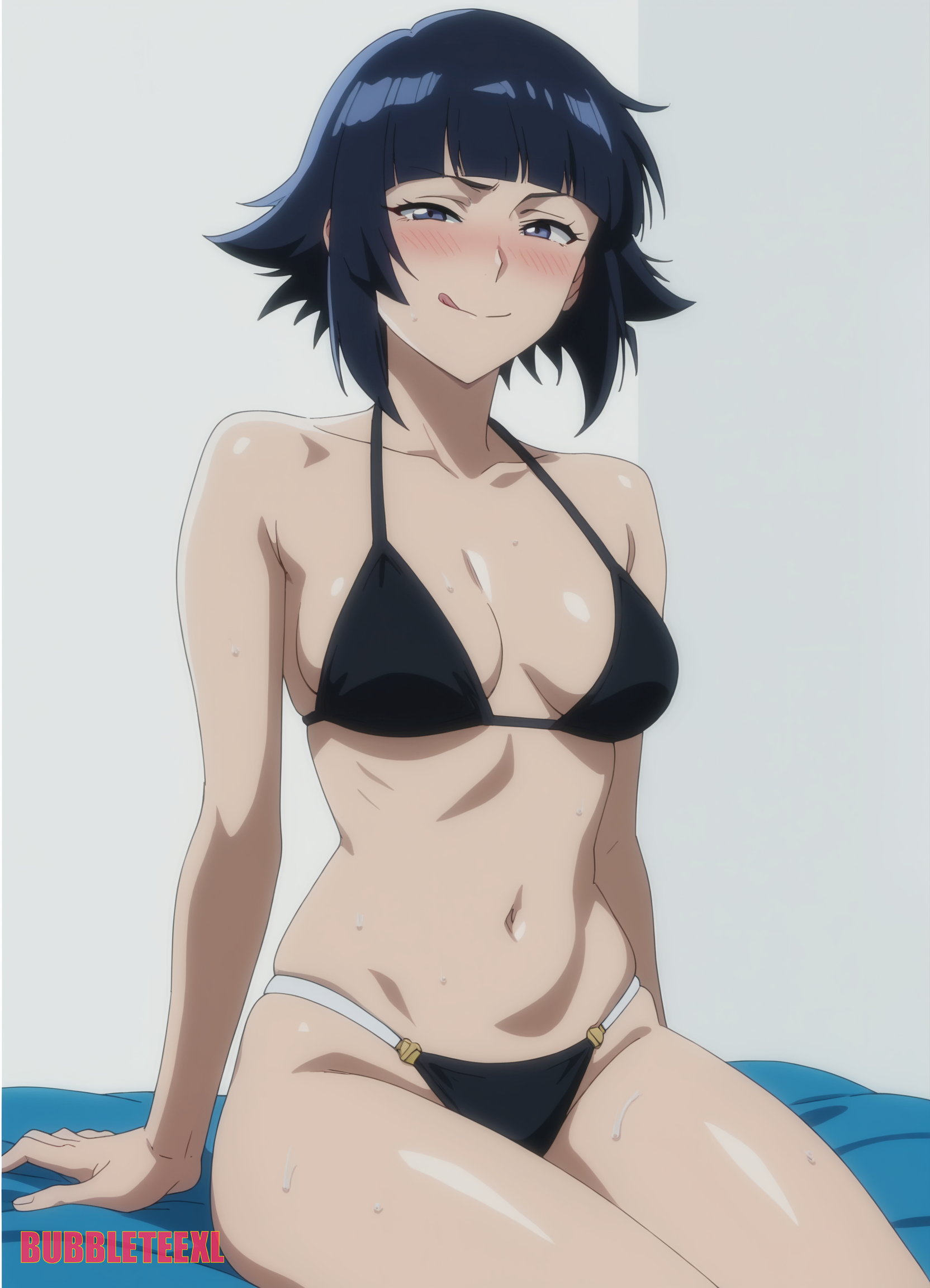1girls, ai assisted, ai generated, anime, black hair, bleach, bleach: the thousand-year blood war, blush, female, petite, soifon, solo, solo female, sui-feng