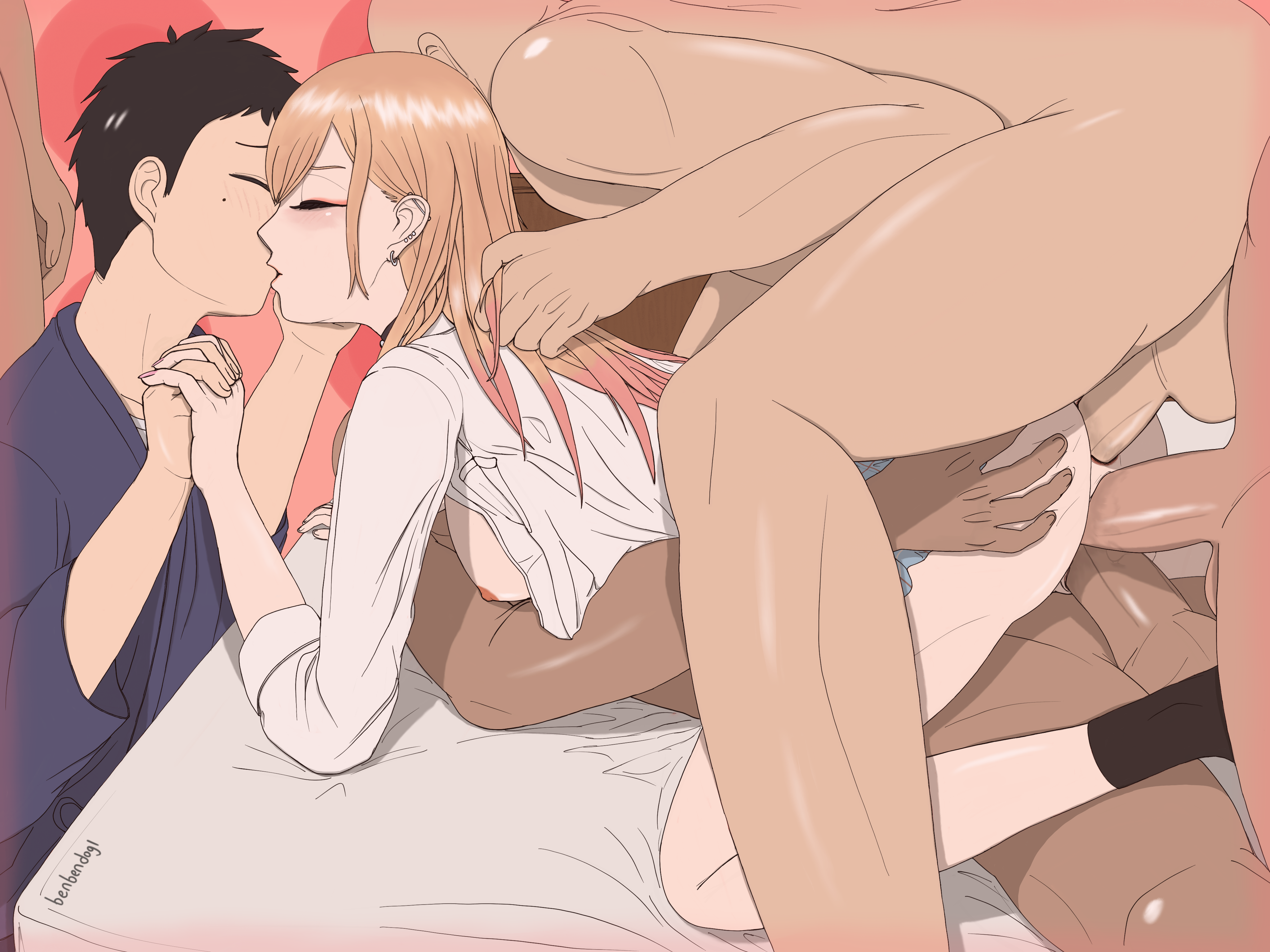 1girls, 5boys, anal, anal penetration, bed, benbendog, bendoggie1, breasts, breasts out, cuckold, cuckold holding hands, double penetration, double vaginal, female, gangbang, gojou wakana, hand on ass, holding hands, holding hands while penetrated, kissing, kissing lover while cheating, kissing while penetrated, kitagawa marin, male, multiple boys, multiple males, multiple penises, my dress up darling, netorare, netorase, partially clothed, penis, pulling hair, pussy, school uniform, socks, sono bisque doll wa koi wo suru, surrounded, triple penetration, vaginal penetration