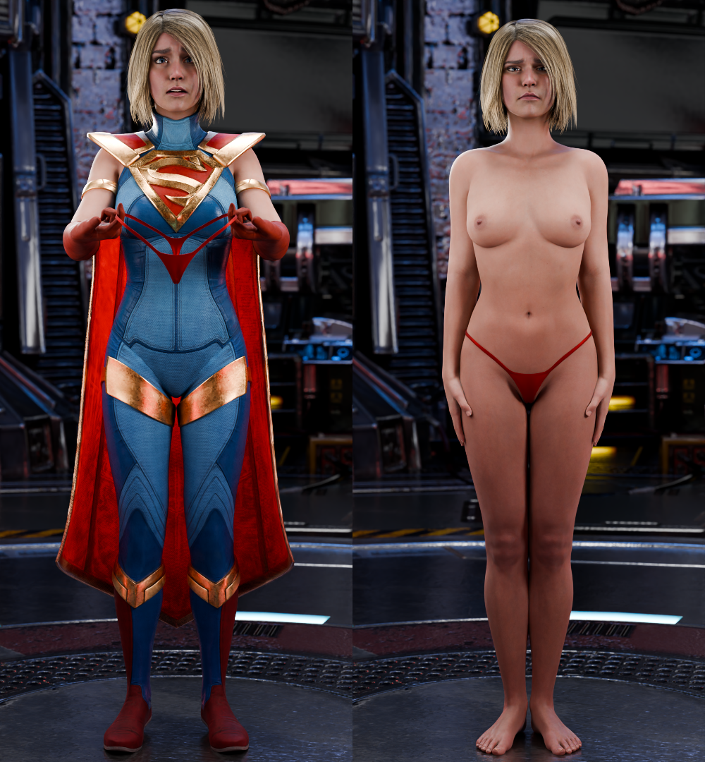 2koma 3d alternate_costume alternate_version_available bikini_bottom bikini_bottom_only breasts clothed/nude dc_comics embarrassed embarrassed_nude_female embarrassed_underwear_female embarrassing_outfit enf euf female female_only g-string injustice_2 kara_zor-el kryptonian light-skinned_female nipples on/off panties_only red_panties reluctant sequence short_hair string_panties supergirl supergirl_(injustice) supergirl_panties superheroine topless topless_female trying_on_clothes