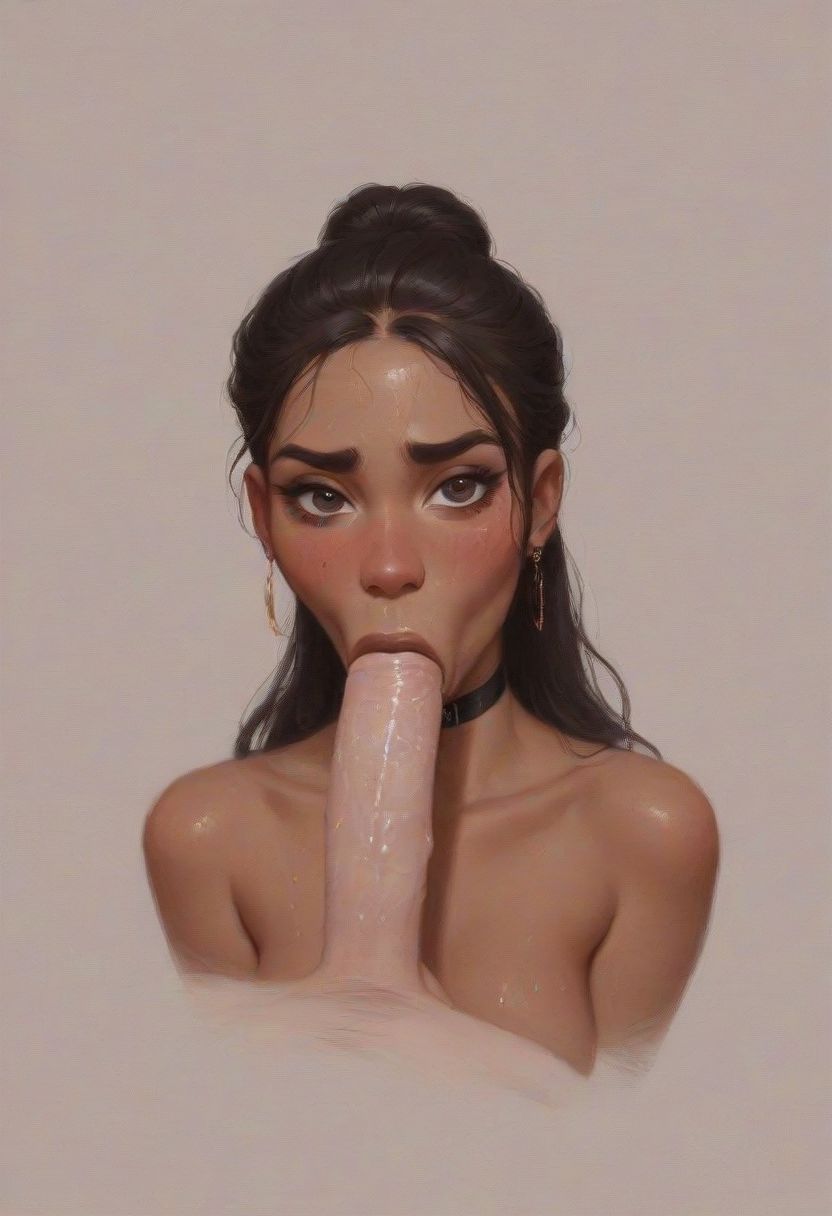 1girls :>= ai_generated athletic_female big_penis bleachedr34 blowjob brown-skinned_female brown_body brown_skin choker dark-skinned_female dark_hair dark_skin earrings fellatio female human interracial light-skinned_male light_skin looking_at_viewer