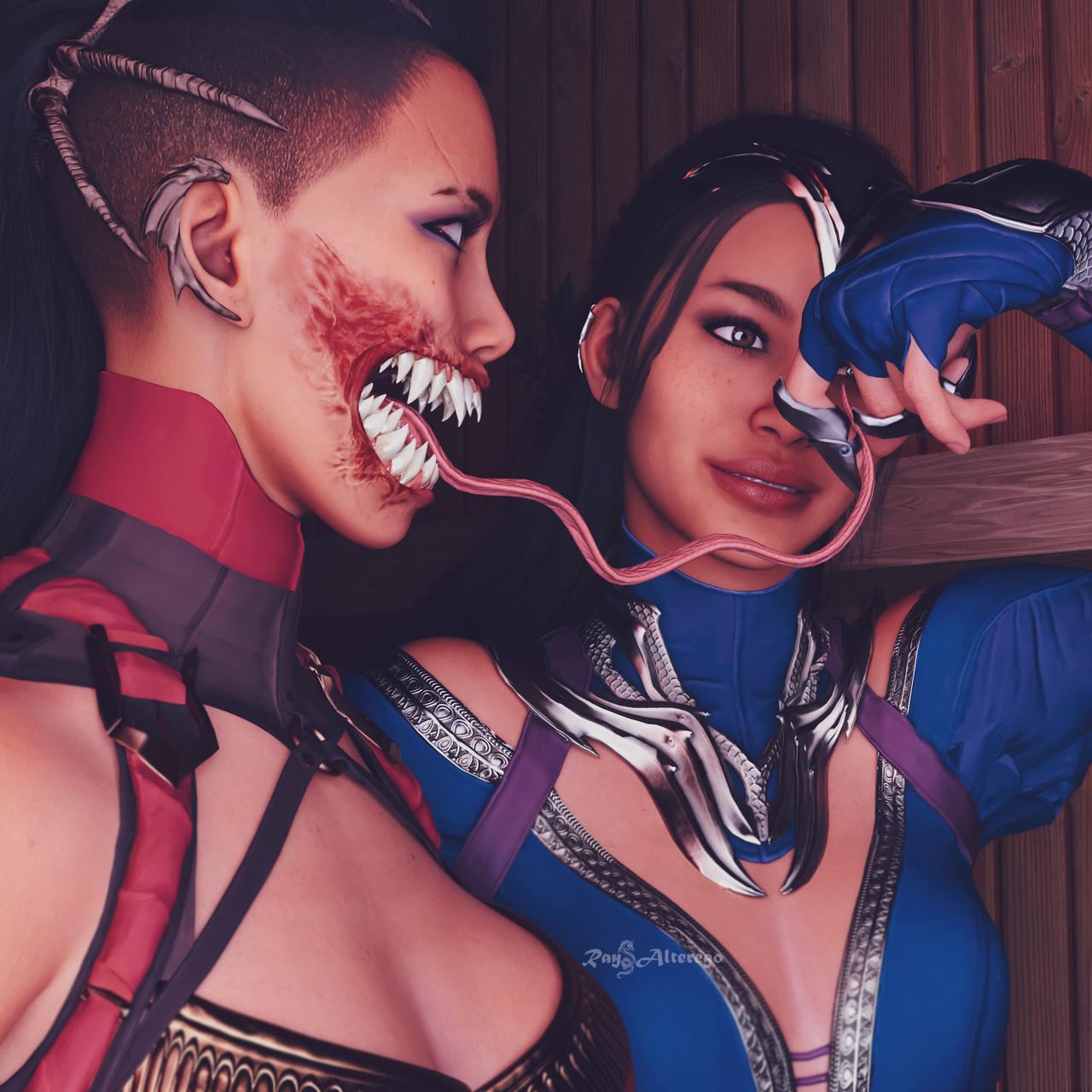 2girls 3d black_hair breasts bust busty chest curvaceous curves curvy curvy_figure dark_hair edenian female female_focus hips hourglass_figure incest kitana kiteena kunoichi large_ass large_breasts legs light-skinned_female light_skin mature mature_female mileena mortal_kombat mortal_kombat_1_(2023) netherrealm_studios ninja outworld princess rayalterego23 sisters slim_waist tarkatan thick thick_hips thick_legs thick_thighs thighs twincest twins voluptuous waist wholesome wide_hips yuri