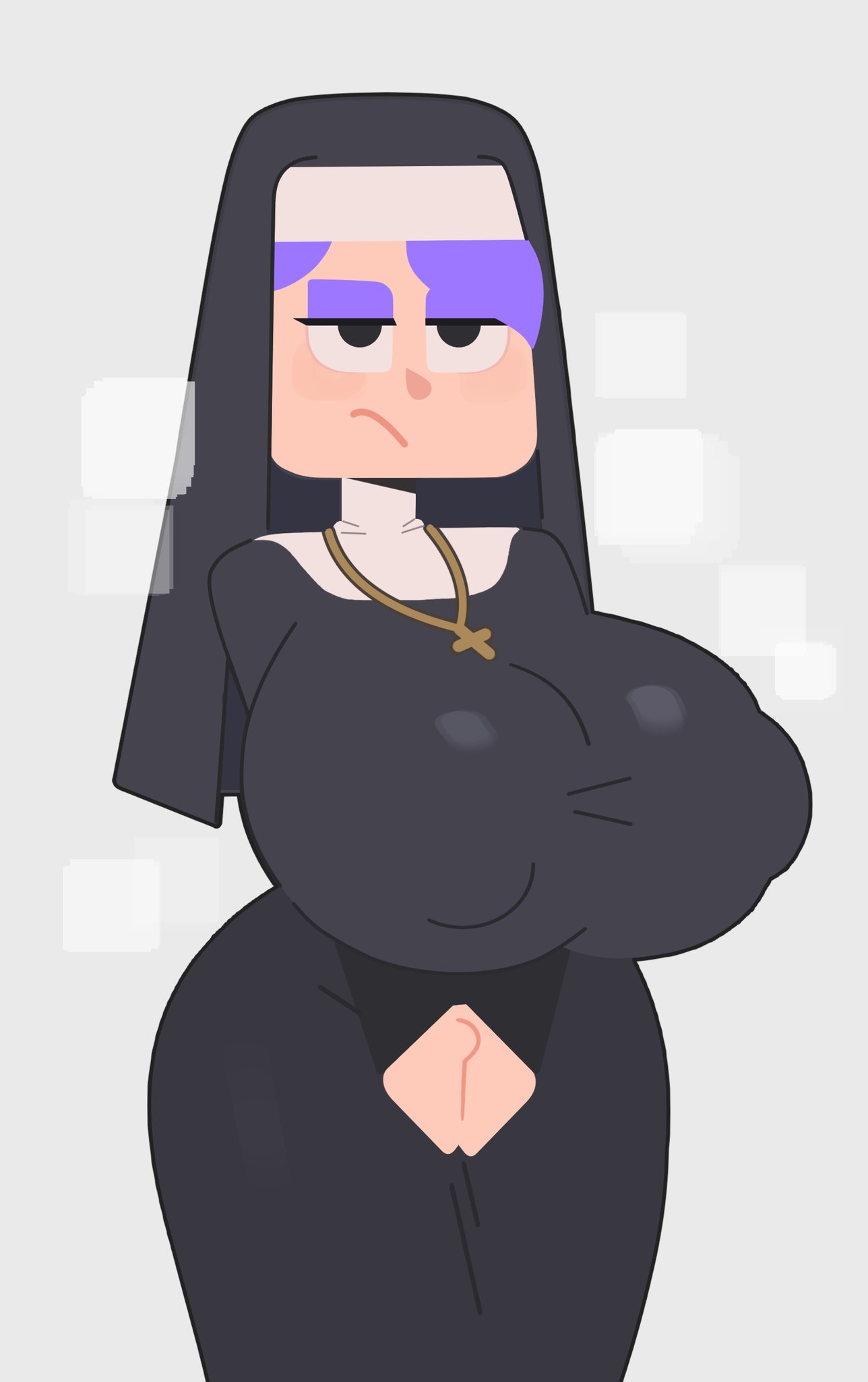 1girls big_breasts breasts duolingo emo_girl lily_(duolingo) nun_outfit