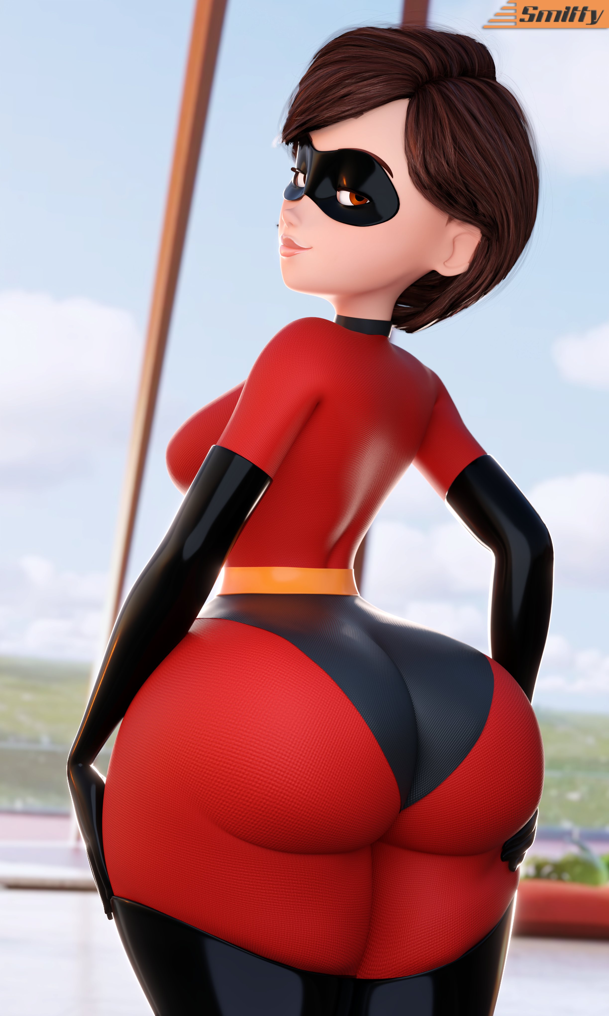 1girls, 3d, ass, ass focus, back view, backboob, big ass, big butt, bodysuit, breasts, brown hair, bubble ass, bubble butt, disney, elastigirl, fat ass, female, female only, hands on hips, helen parr, hips, huge ass, huge butt, jpeg, large ass, large butt, mature, mature female, milf, pixar, seductive, seductive eyes, seductive look, seductive smile, short hair, smitty34, solo, solo female, standing, superhero costume, superheroine, tagme, the incredibles, the incredibles 2, thick thighs, thighs, tight clothing, wide hips