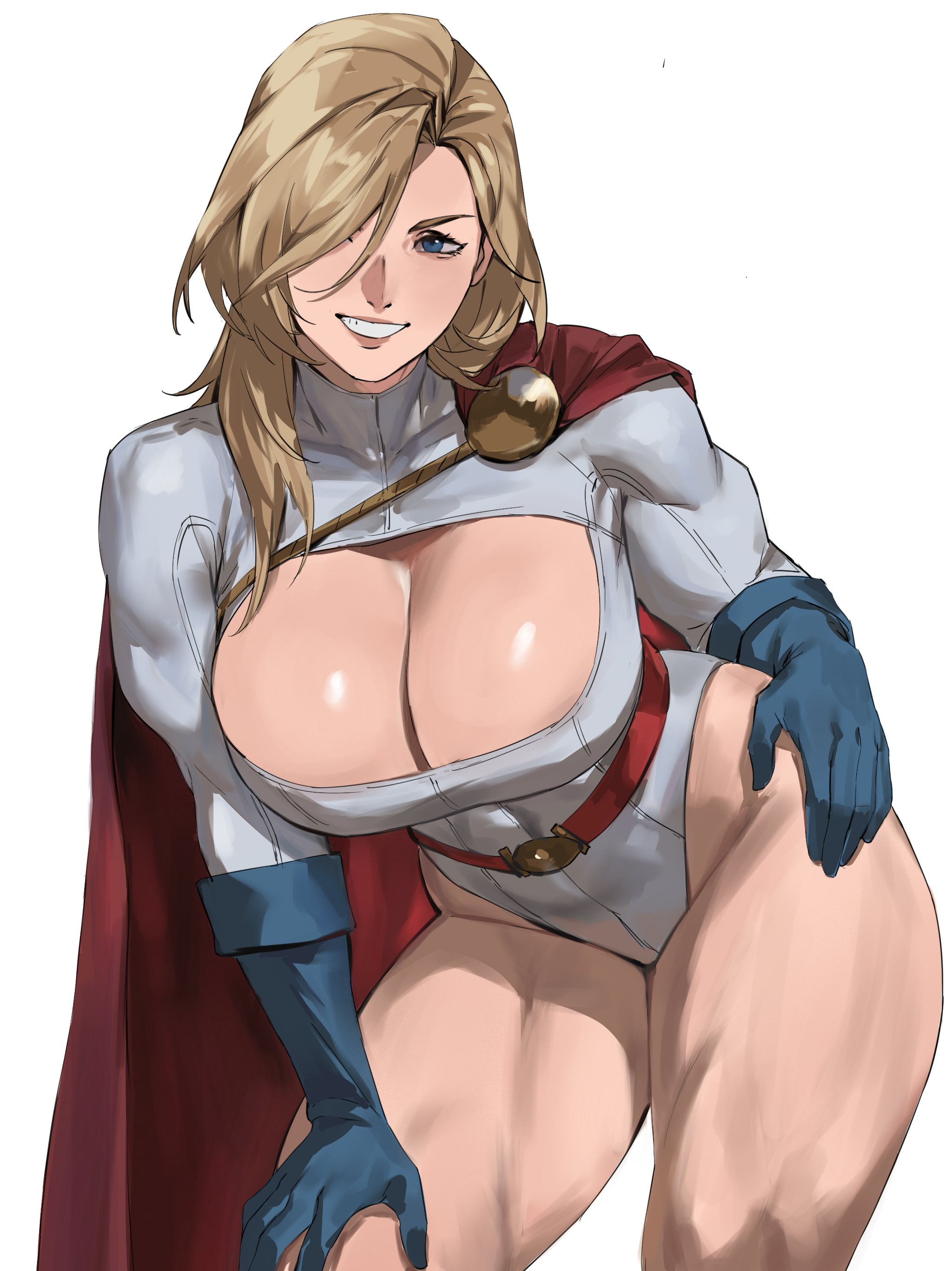 1girls, athletic female, big breasts, blonde hair, blue eyes, bodysuit, boobs, breasts, cleavage, dc, dc comics, enargeia, enargeia5525, female, female only, fit female, huge breasts, large breasts, light-skinned female, long hair, medium hair, muscular, muscular female, nice tits, power girl, slim waist, smile, solo, superheroine, superman (series), taiyang yu, thick thighs, wide hips