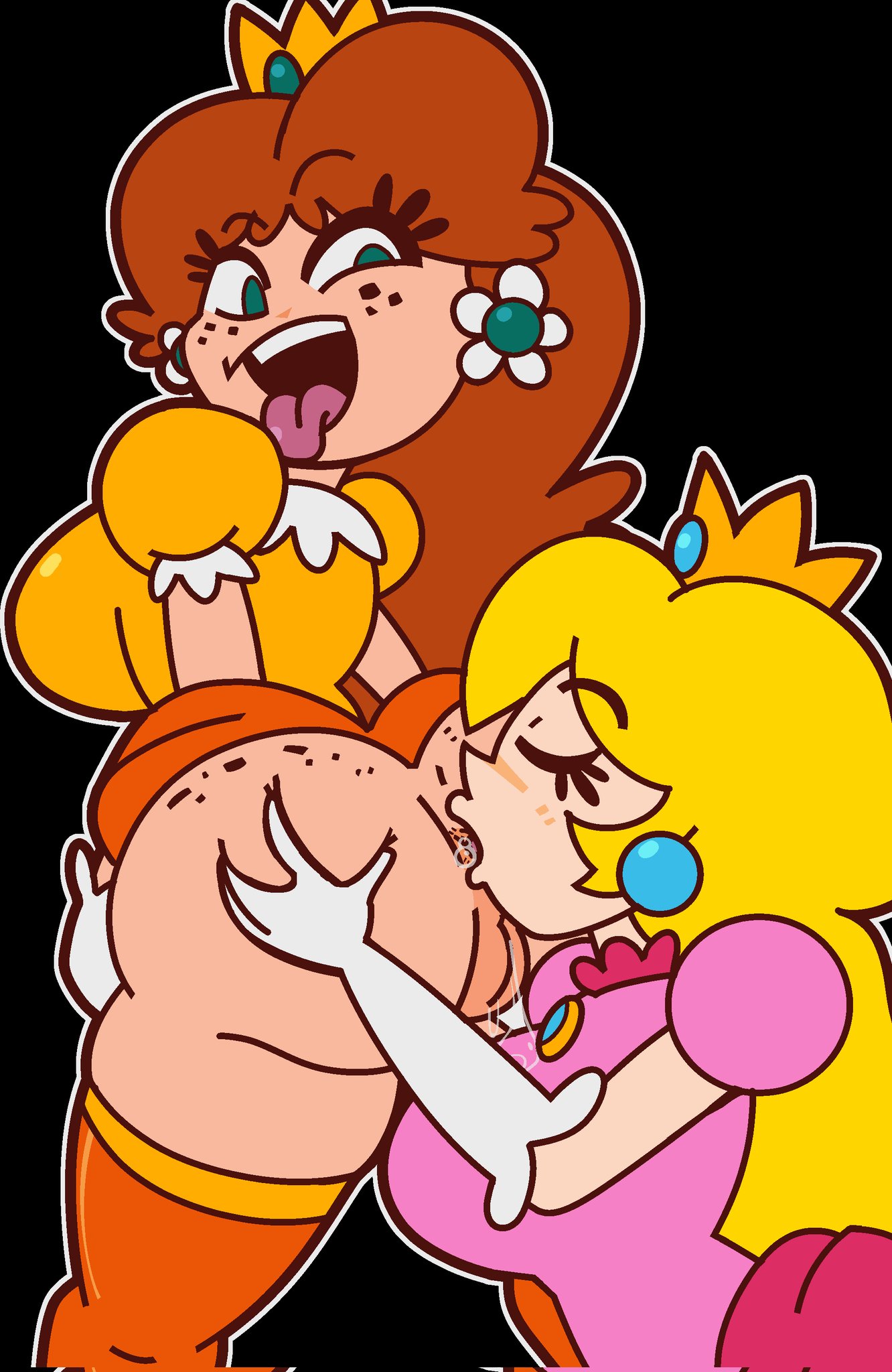 2girls, blonde, blonde female, blonde hair, blonde hair female, blonde-haired female, female, female only, girl, girl only, hairyballs3000, mario (series), princess daisy, princess peach, rimming, rimming female, tagme, yellow hair, yellow hair female, yuri