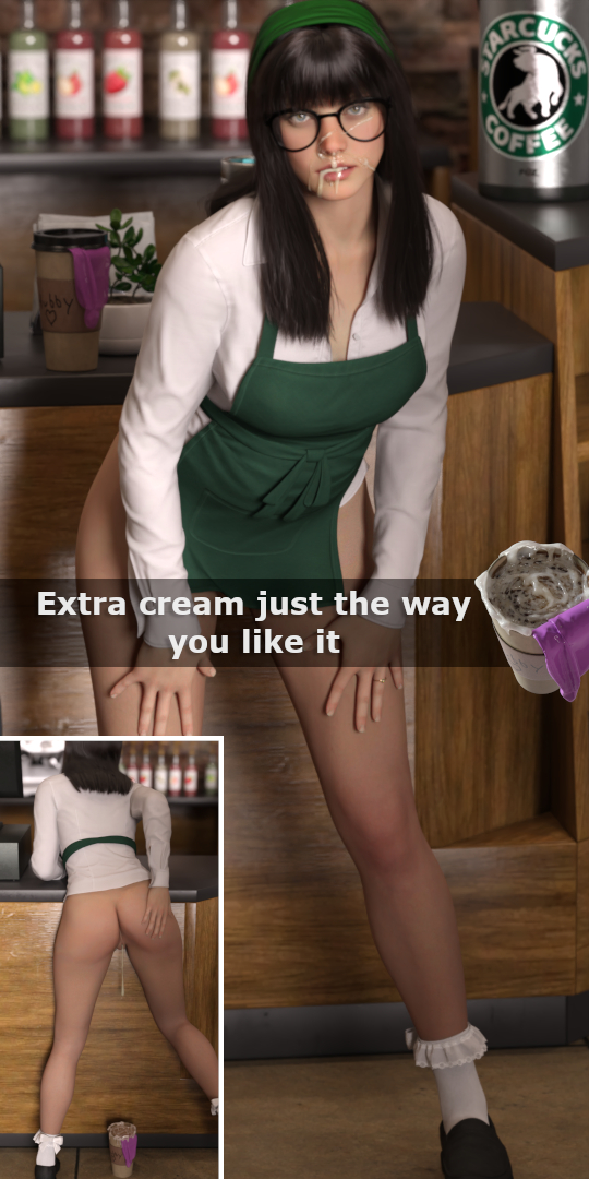 2 panel comic, 3d, 3d (artwork), apron, bangs, bottomless, cheating, cheating wife, condom, creampie, cuckold, cum, cum in container, cum in drink, cum in glass, cum in mouth, cum in pussy, cum on face, cum on food, dark hair, dripping cum, english text, female, from behind, glasses, hdr ntrgirl, hdregrets, looking at viewer, netorare, shoes, socks, spread ass, text, used condom, wedding ring