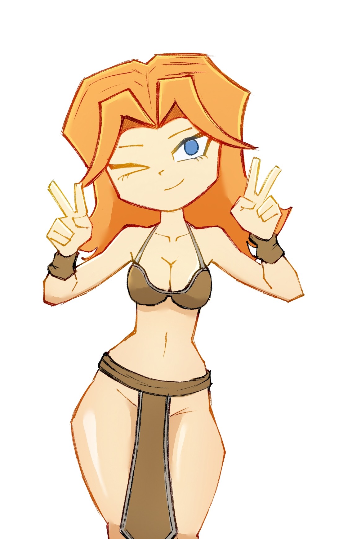 bra, breekn, brikmk, clash (series), clash of clans, clash royale, cleavage, clothed, loincloth, long hair, orange hair, supercell, valkyrie, valkyrie (clash of clans)