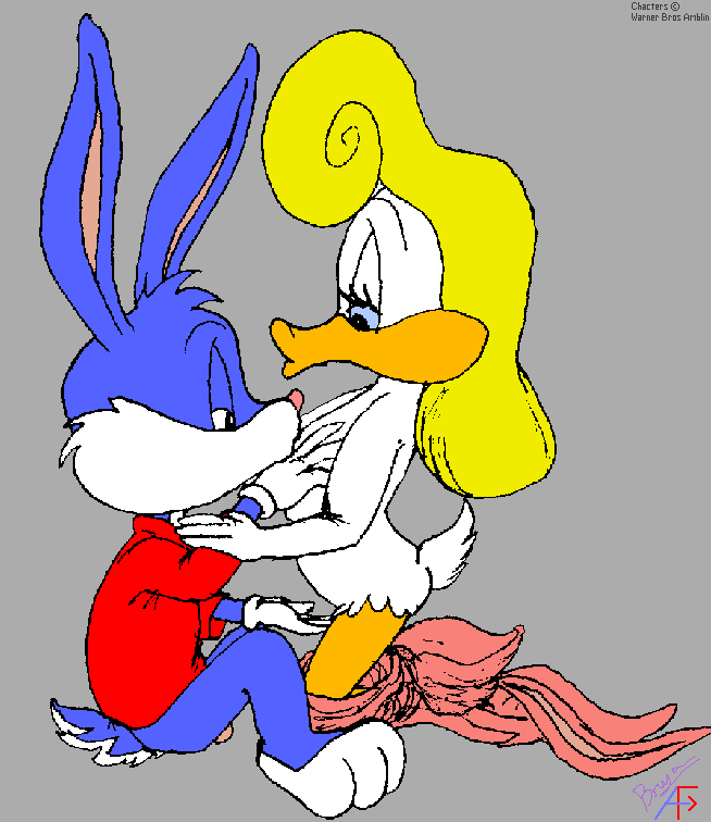 anthro buster_bunny duck female fur furry male mammal pouncer rabbit shirley_the_loon soft_feathers straight tagme tiny_toon_adventures