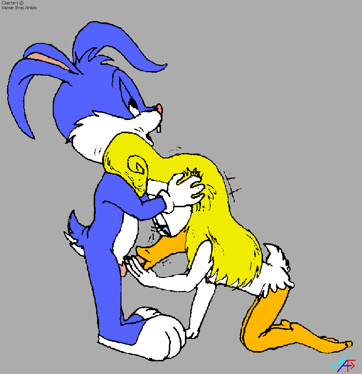 anthro buster_bunny duck female fur furry male mammal pouncer rabbit shirley_the_loon soft_feathers straight tagme tiny_toon_adventures