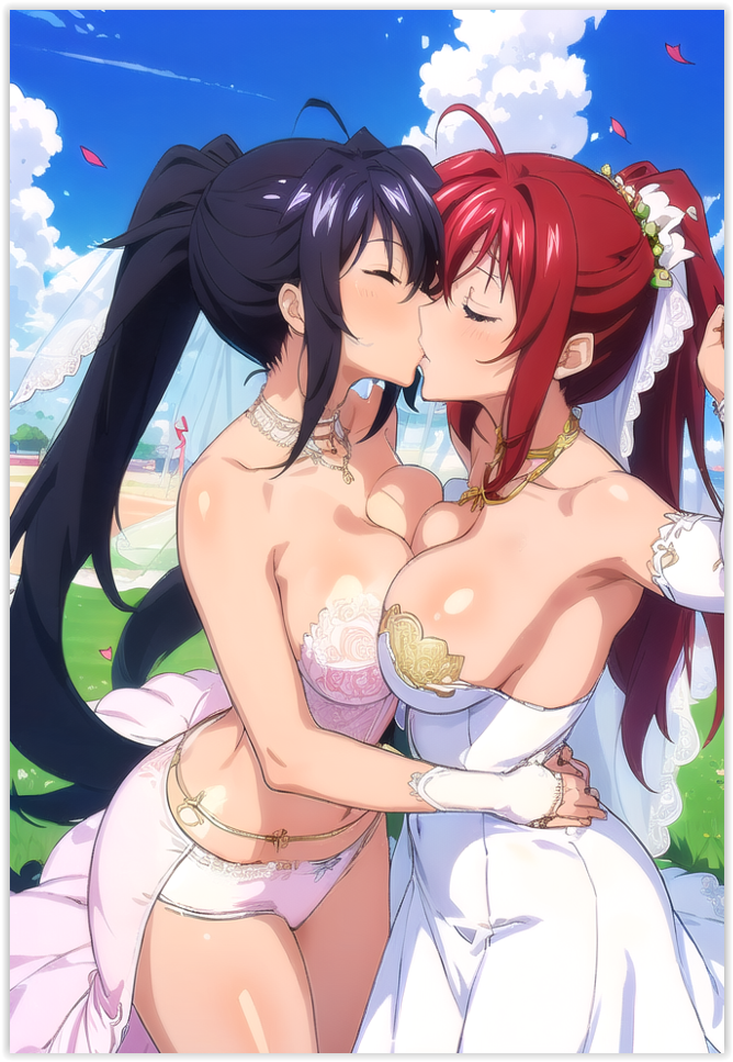 2females 2girls ai_generated akeno_himejima girl_on_girl high_school_dxd lesbian_couple lesbian_kiss lesbian_sex rias_gremory yuri yuri yuri