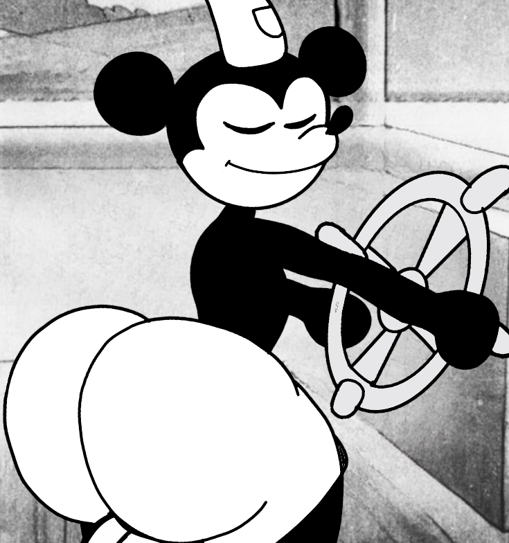 1boy 2024 anthro ass balls big_balls big_butt black_body black_ears black_fur black_nose bottomwear closed_eyes clothing digital_media_(artwork) disney femboy fur furu_flami genitals hat headgear headwear holding_object male mammal mickey_mouse monochrome mouse multicolored_body multicolored_fur murid murine public_domain rear_view rodent shorts shortstack smile solo standing steamboat_willie thick_thighs three-quarter_view two_tone_body two_tone_fur white_body white_bottomwear white_clothing white_fur white_hat white_headwear white_shorts