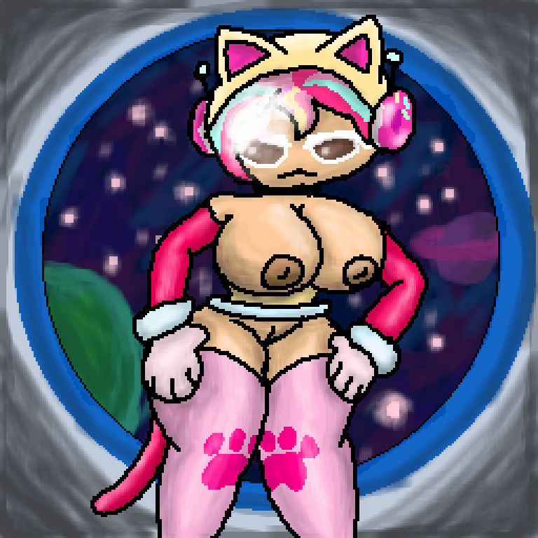 1girls astronaut_cookie breasts cookie_run gryboed pixel_art undressed