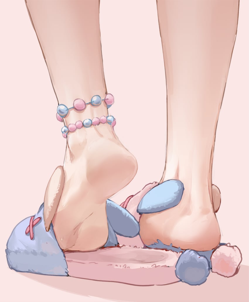 1girls, anklet, bunny slippers, feet, feet focus, feet only, female, foot fetish, foot focus, footwear, k-rha's, phase connect, pipkin pippa, slippers, soles, solo, solo focus, sweat, virtual youtuber